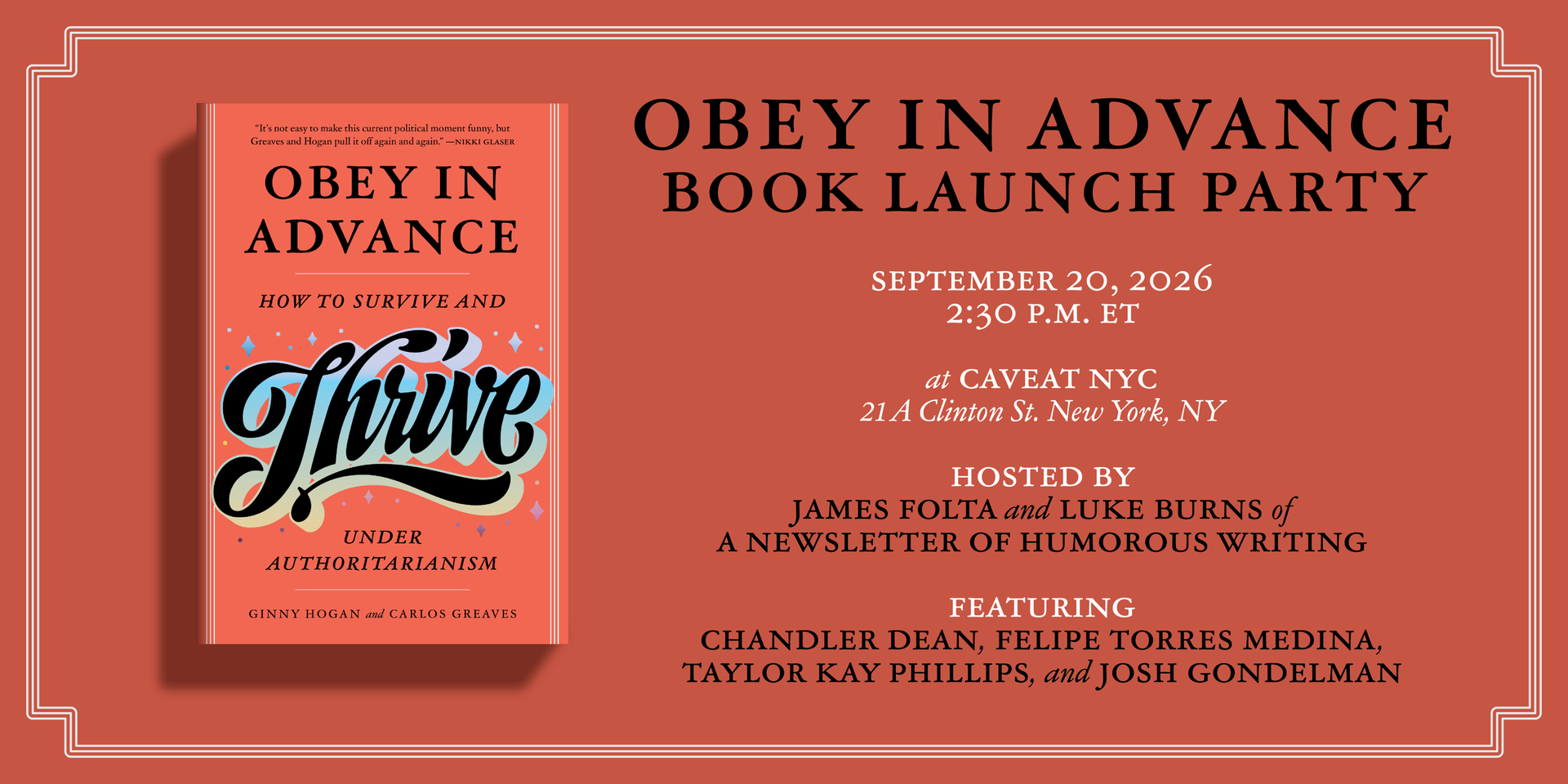 Obey in Advance Book Launch Party at Caveat