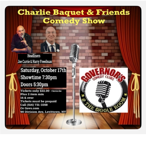 Charlie Baquet & Friends Comedy Show at Governor's Comedy Club