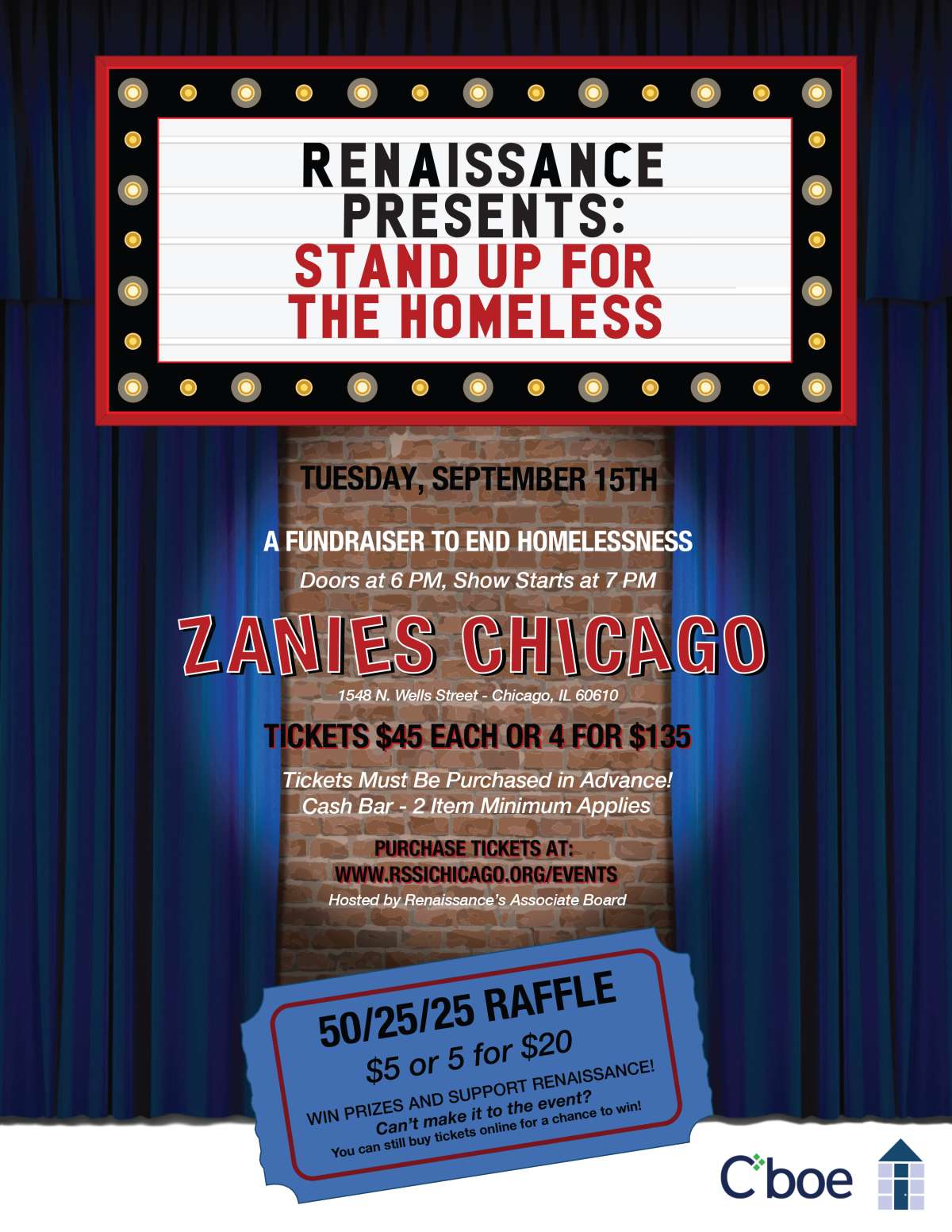 Stand Up for the Homeless at Zanies Comedy Club Chicago