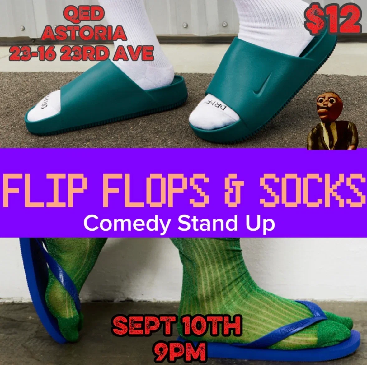 Flip Flops + Socks at Q.E.D. Astoria