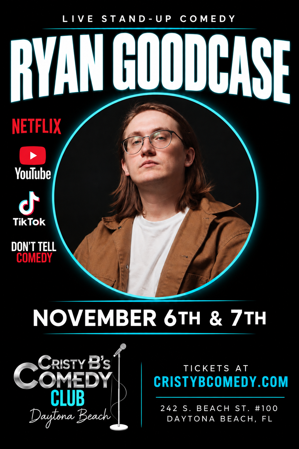 Ryan Goodcase at Cristy B's Comedy Club