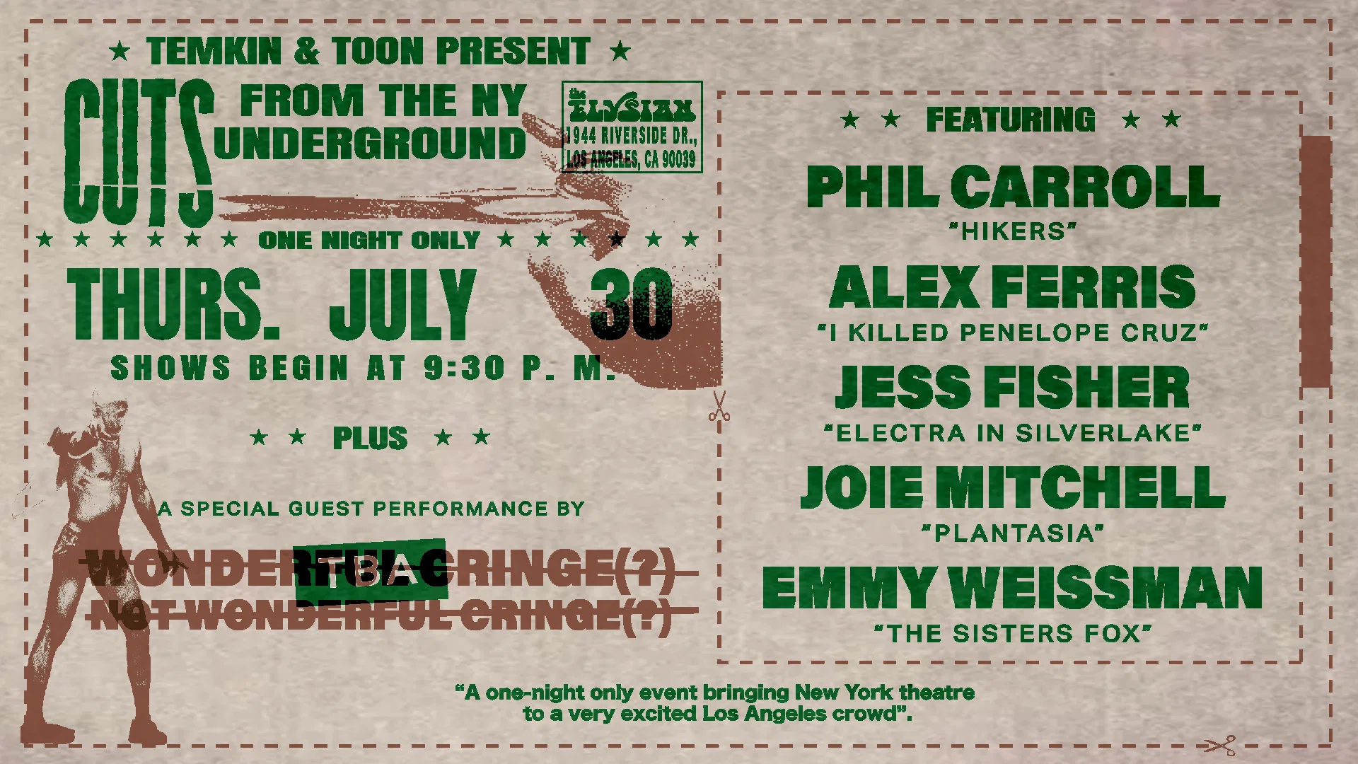 Cuts from the NY Underground at The Elysian Theater