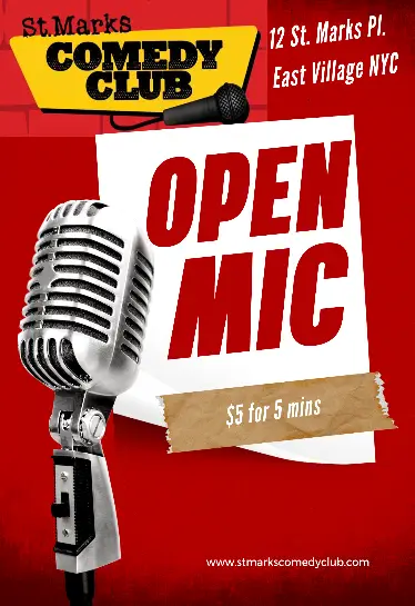 Wednesday 5PM Open Mic at St. Marks Comedy Club