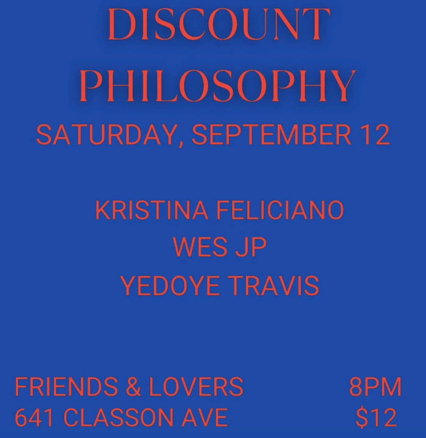 Discount Philosophy at Friends and Lovers