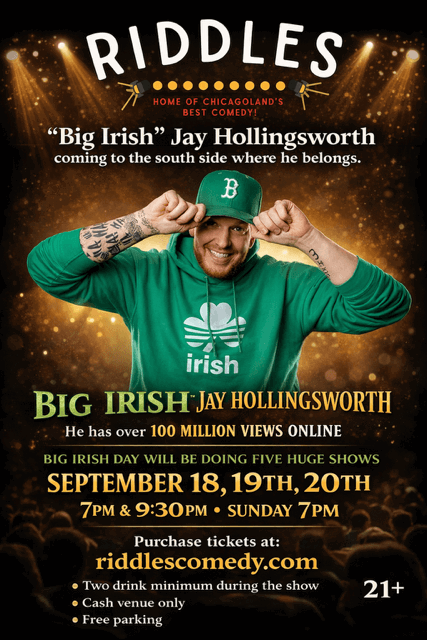 LYAO WITH BIG IRISH JAY, JAY HOLLINGSWORTH! at Riddles Comedy Club
