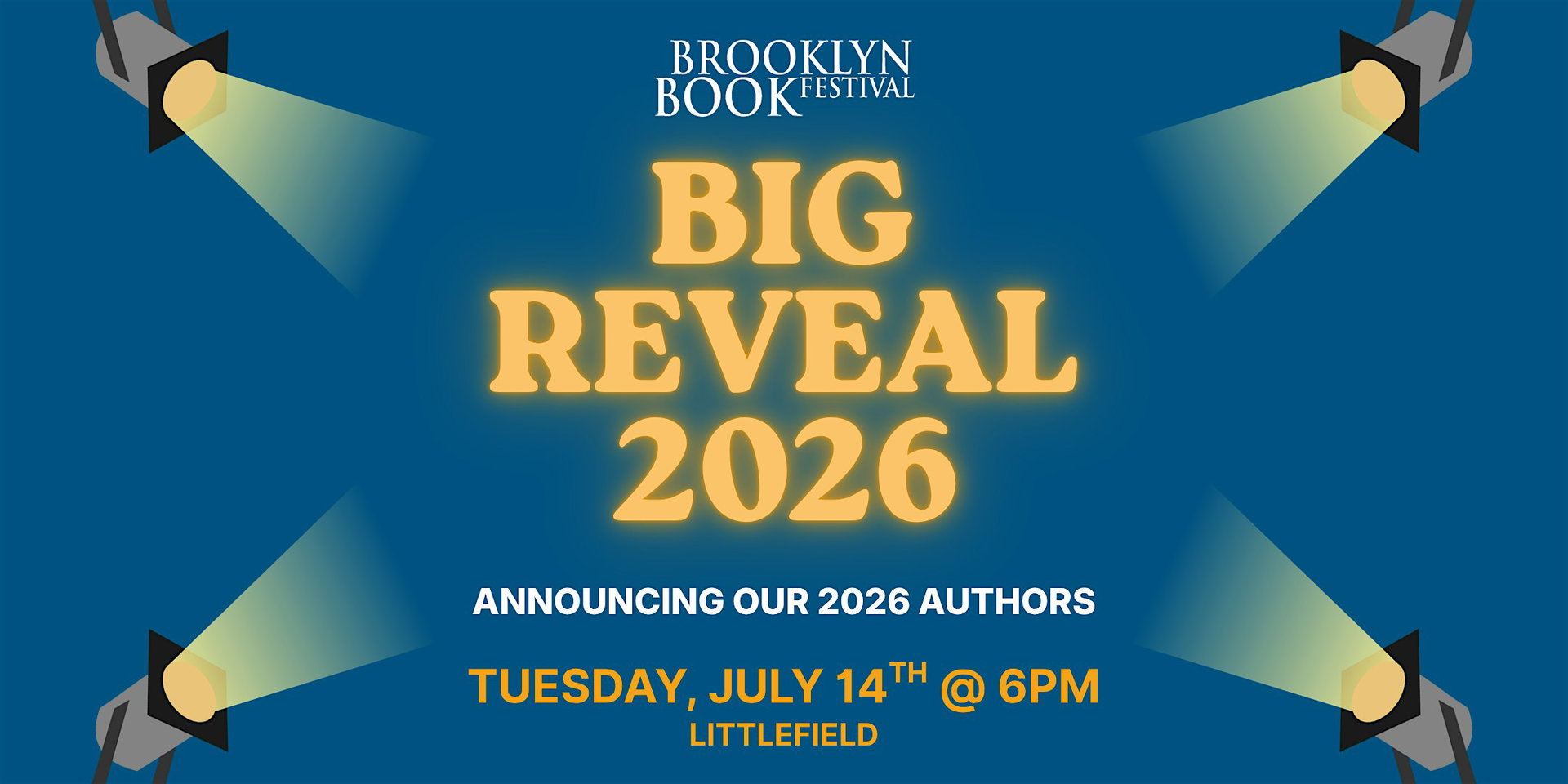 Brooklyn Book Festival's Big Author Reveal 2026 at Littlefield