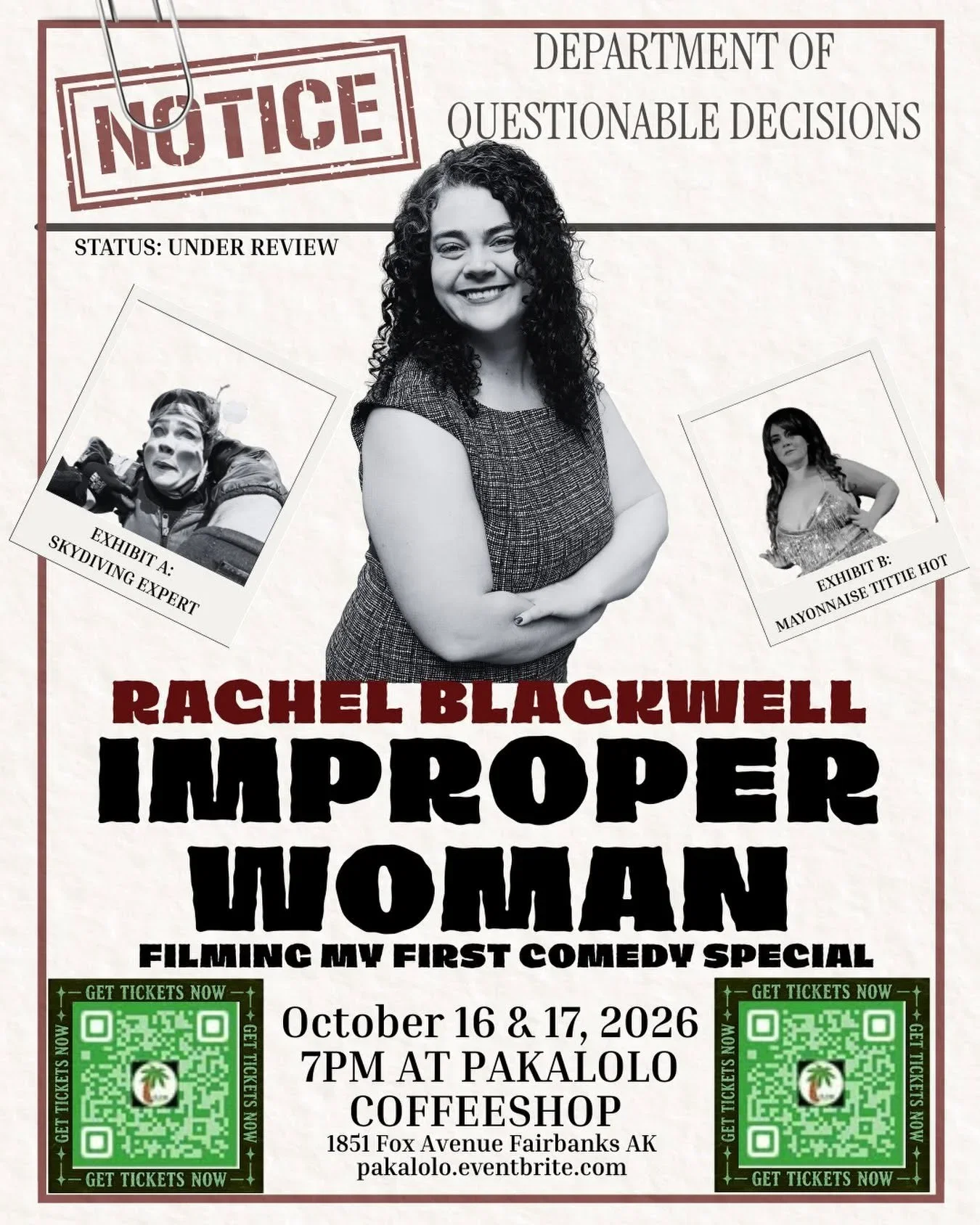 Improper Woman at Rubber Ptarmigan Comedy