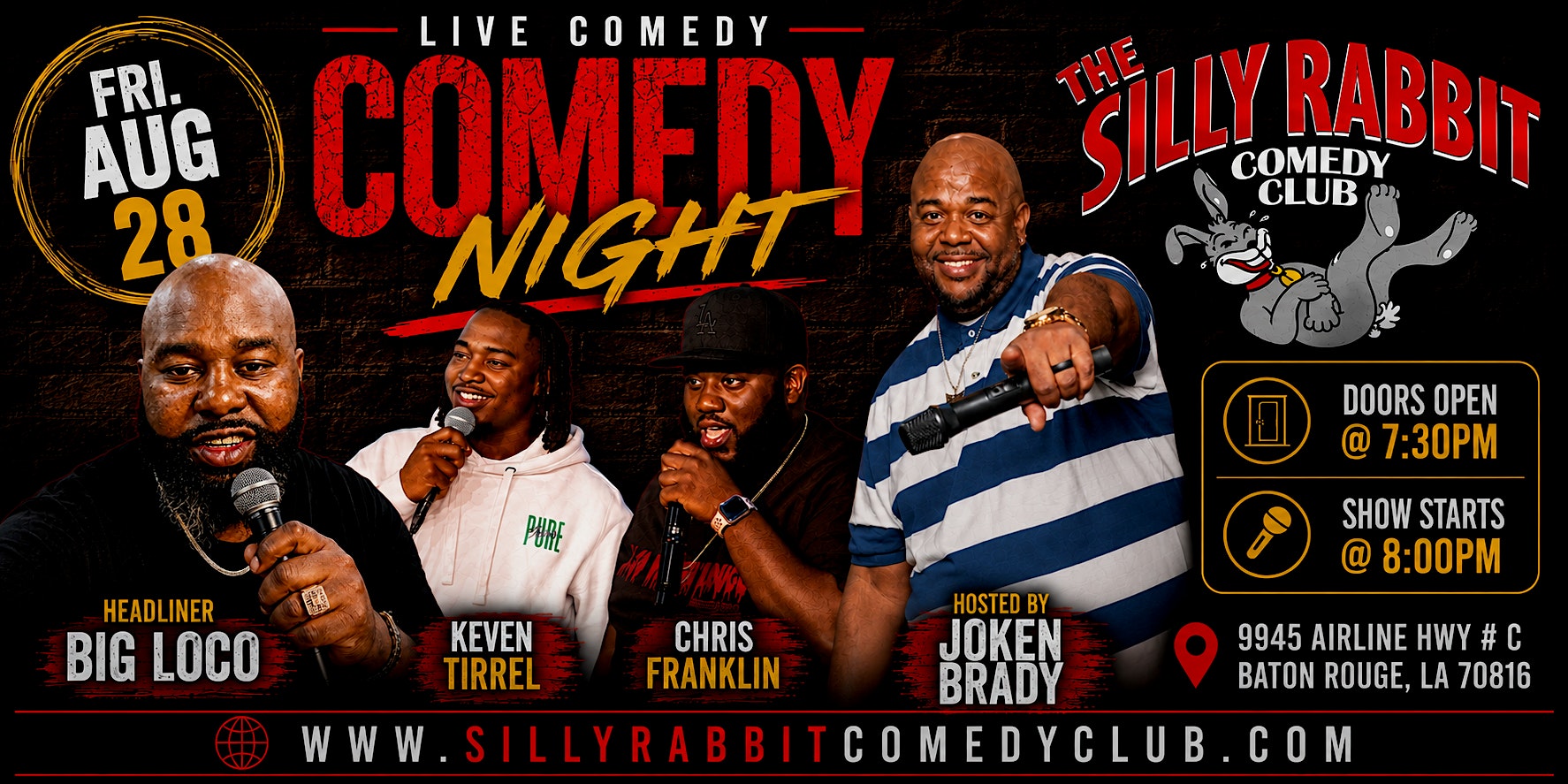 Live Comedy Night at The Silly Rabbit Comedy Club