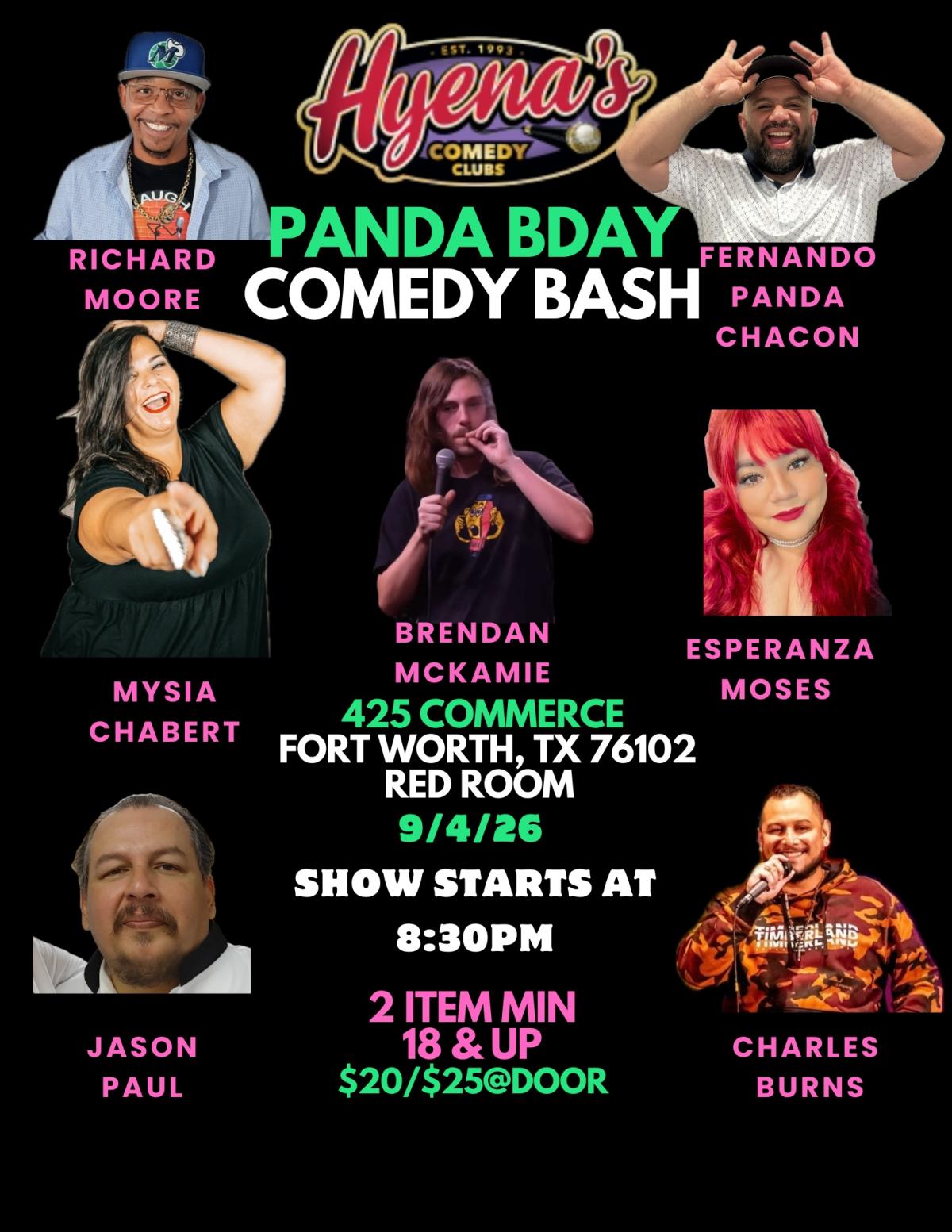 Panda Bday Comedy Bash at Hyena's Comedy Night Club Fort Worth