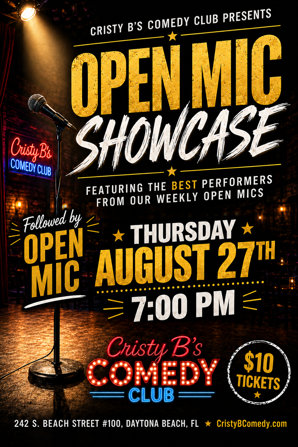 Comedy Open Mic Showcase & Open Mic Night at Cristy B's Comedy Club