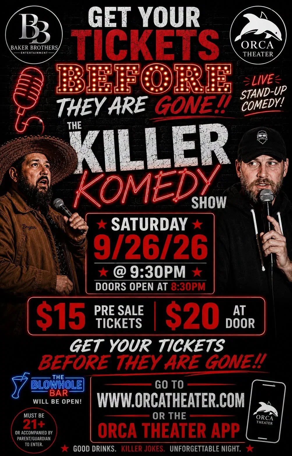 The Killer Komedy Show at Rubber Ptarmigan Comedy