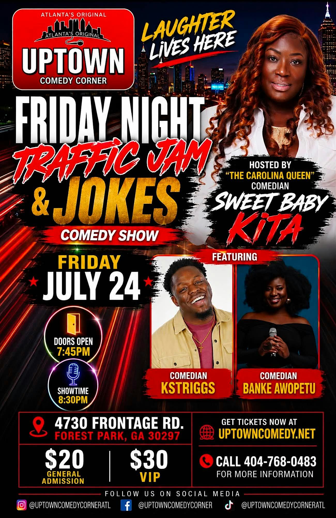 Friday Night Traffic Jam & Jokes at Atlanta's Original Uptown Comedy Corner