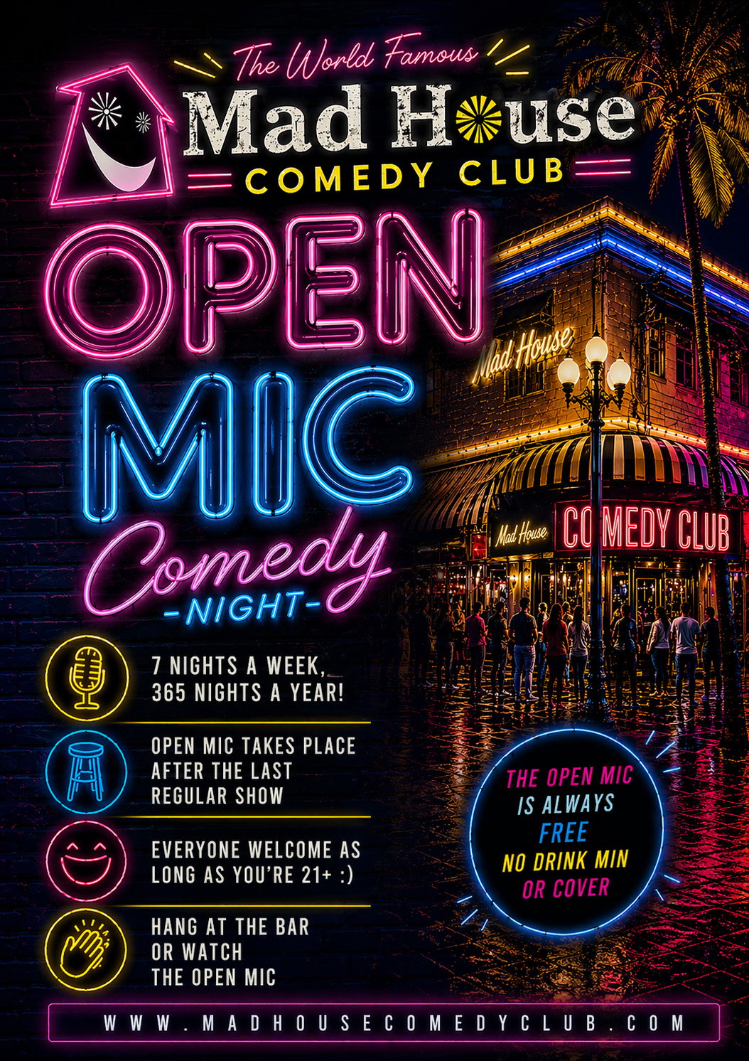 Open Mic Comedy Night at Mad House Comedy Club