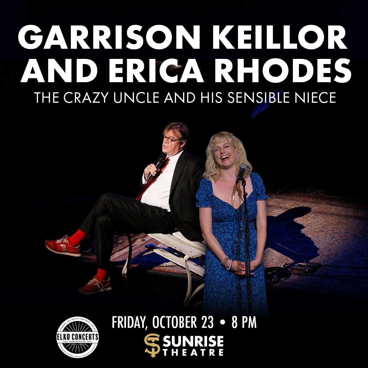 Garrison Keillor and Erica Rhodes at Sunrise Theatre